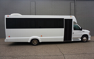 white party bus exterior